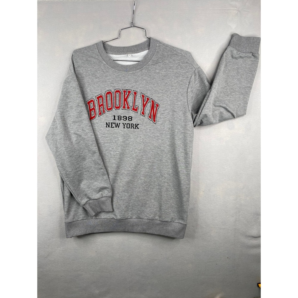 Brooklyn 1898 New York Graphic Sweatshirt Gray Red XL Crewneck Pullover